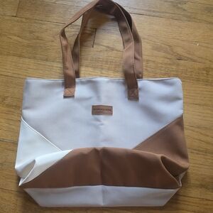 White and Brown Tote Bag